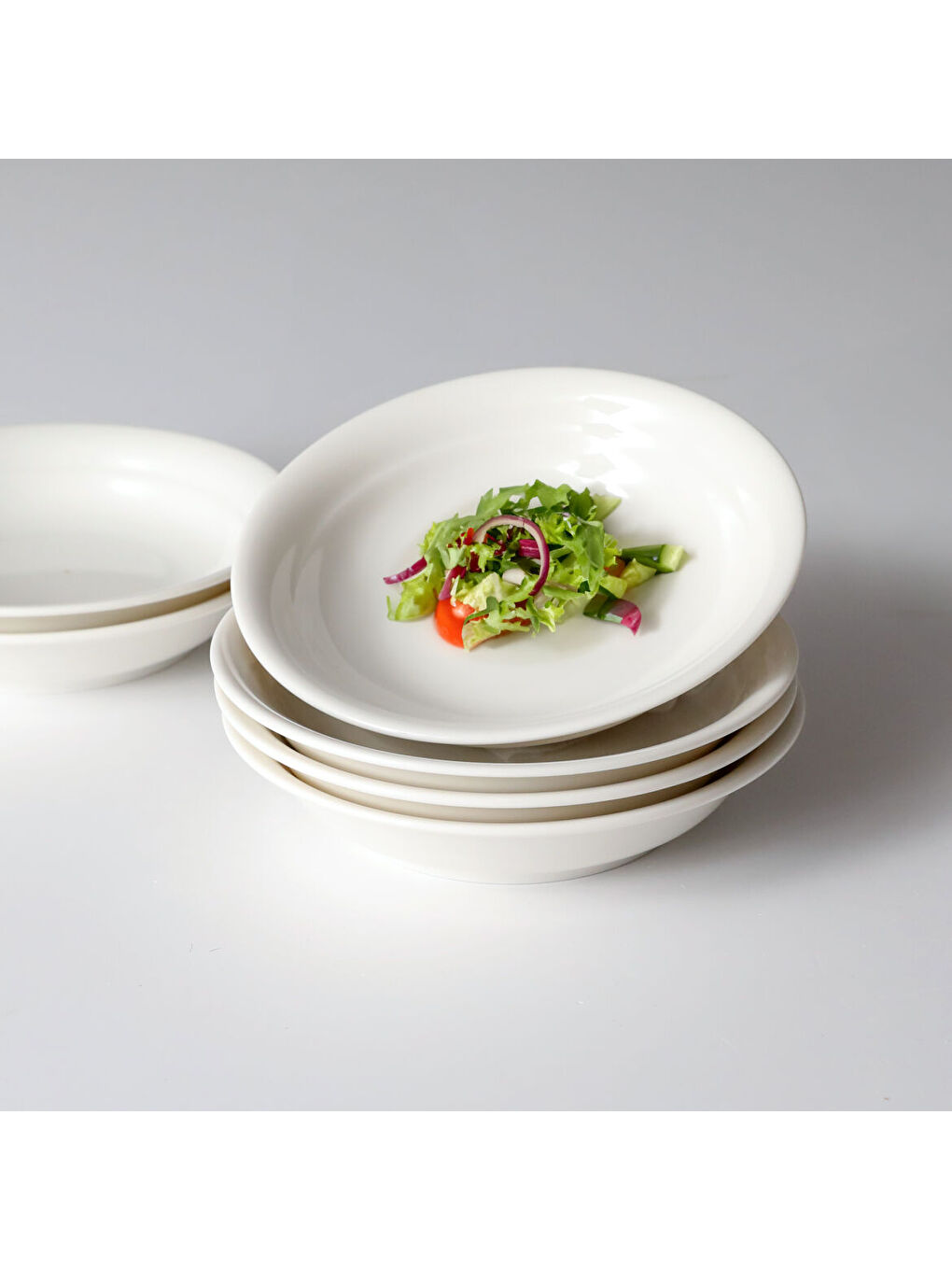 Ekru 6 Parça 19 cm Çukur Yemek Tabağı Dekorsuz-1