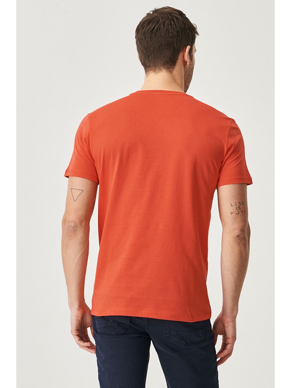 Mavi Erkek Saks-Kırmızı Slim Fit Bisiklet Yaka 2'li Düz Tişört Paketi-1