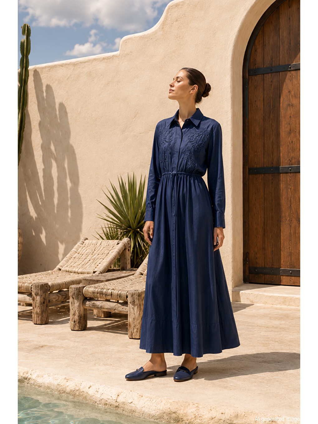 Mavi Missemramiss İvory From Dress Nakışlı Elbise 5210 Denim
