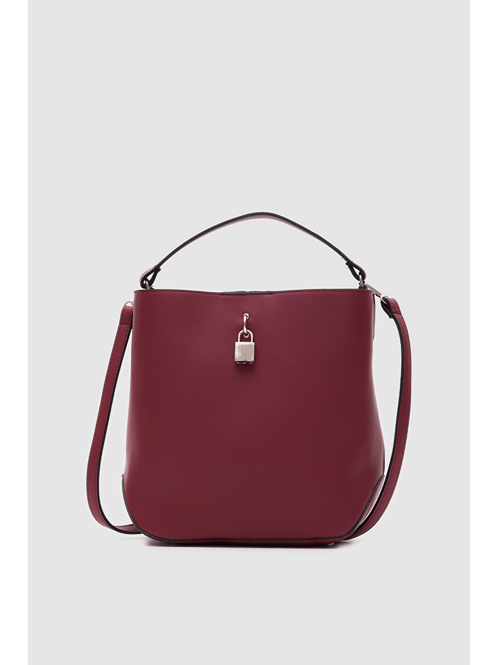 James Kilitli Omuz Çantası Bordo