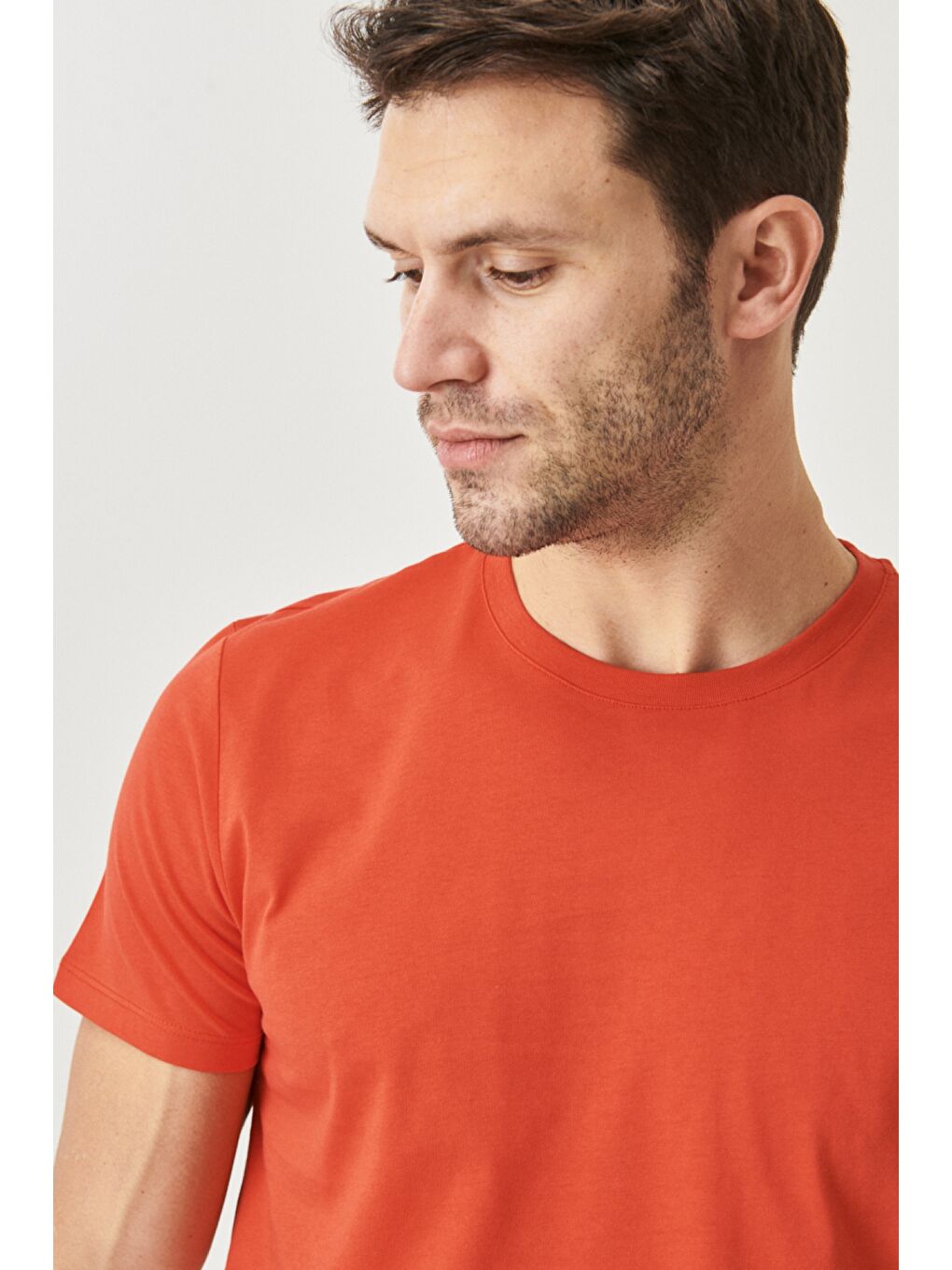 Mavi Erkek Saks-Kırmızı Slim Fit Bisiklet Yaka 2'li Düz Tişört Paketi-9