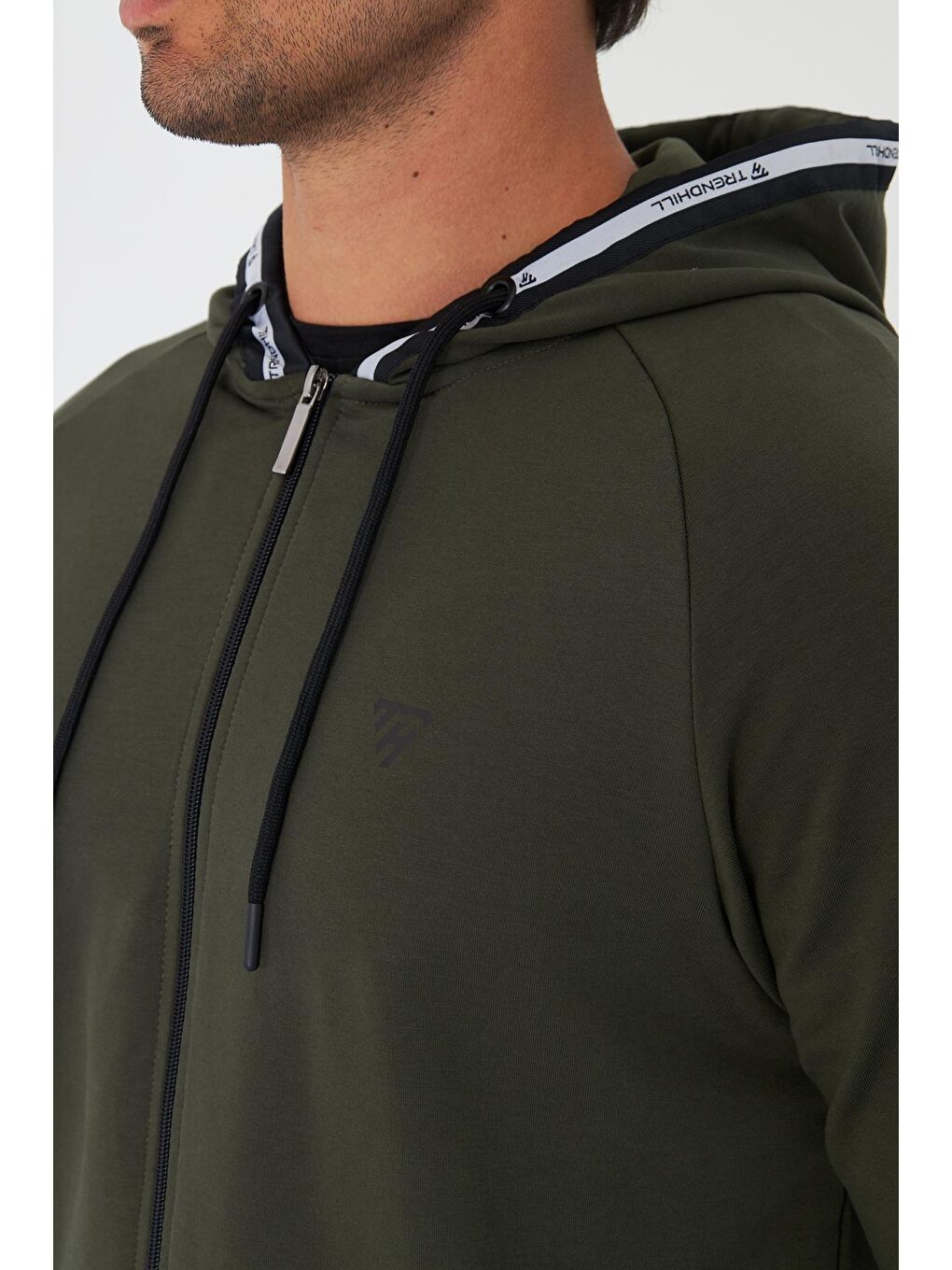 Erkek Pamuklu Kapüşonlu Eşofman Takımı Haki 5756-Ha-7