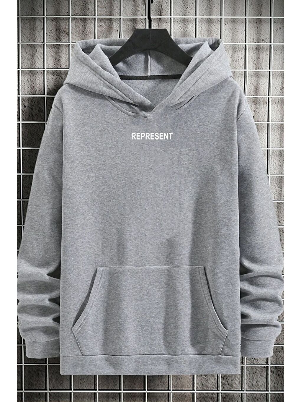 uyguntarz Gri Unisex Represent Sırt Baskılı Sweatshirt