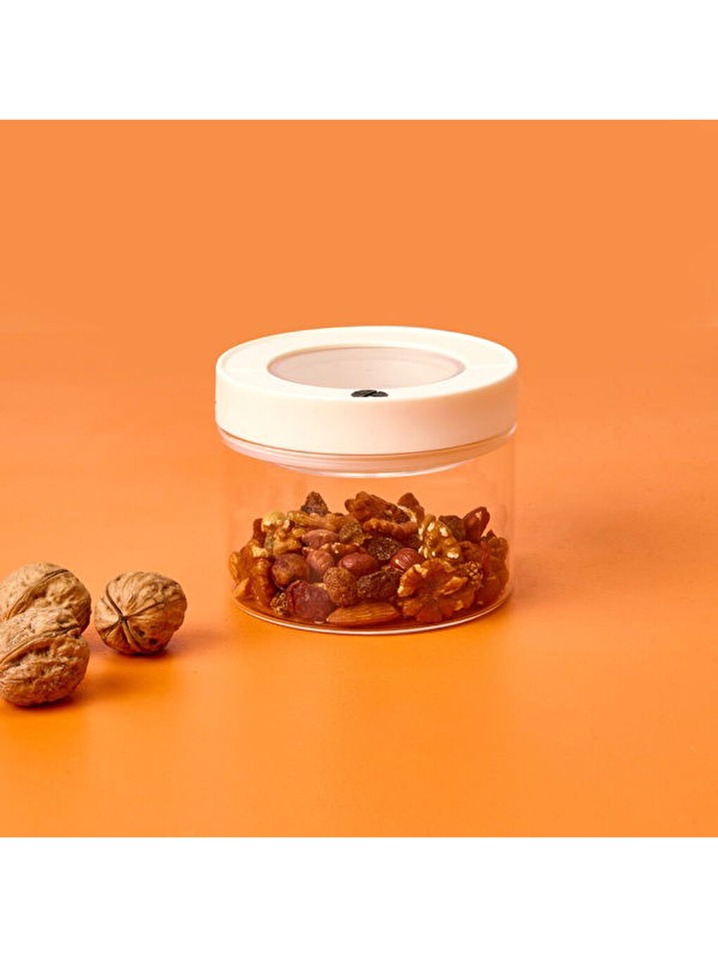 Vakumlu Erzak Kavanozu - Beyaz / Şeffaf - 690 ml