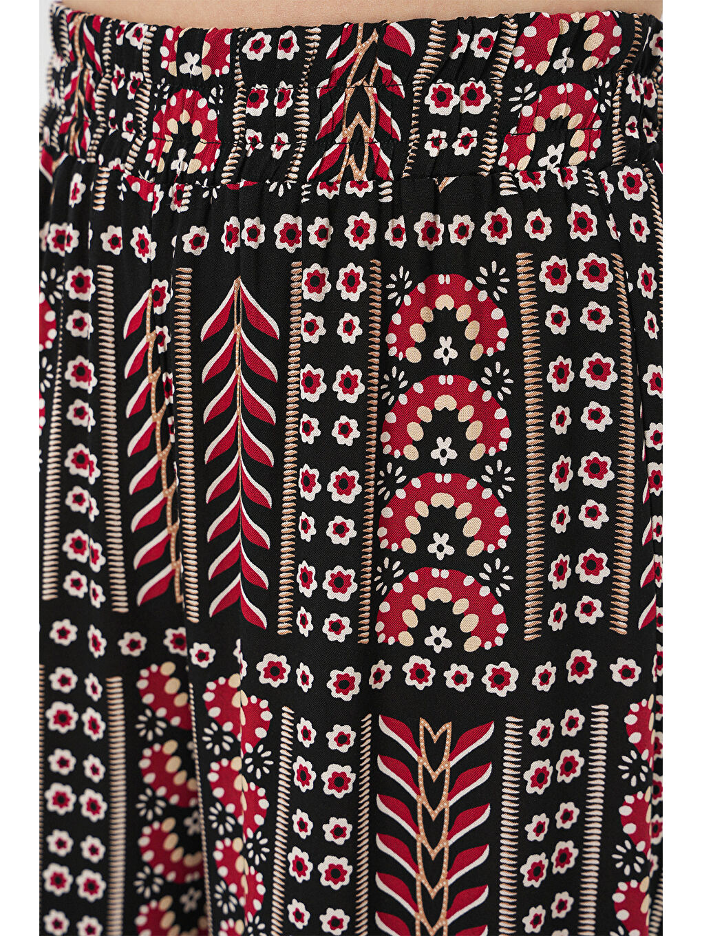 Kadın Desenli Viskon Pantolon 6749 - Siyah-4