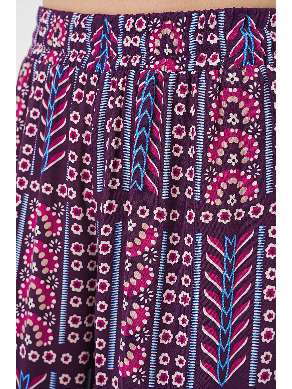 Kadın Desenli Viskon Pantolon 6749 - Mor-4