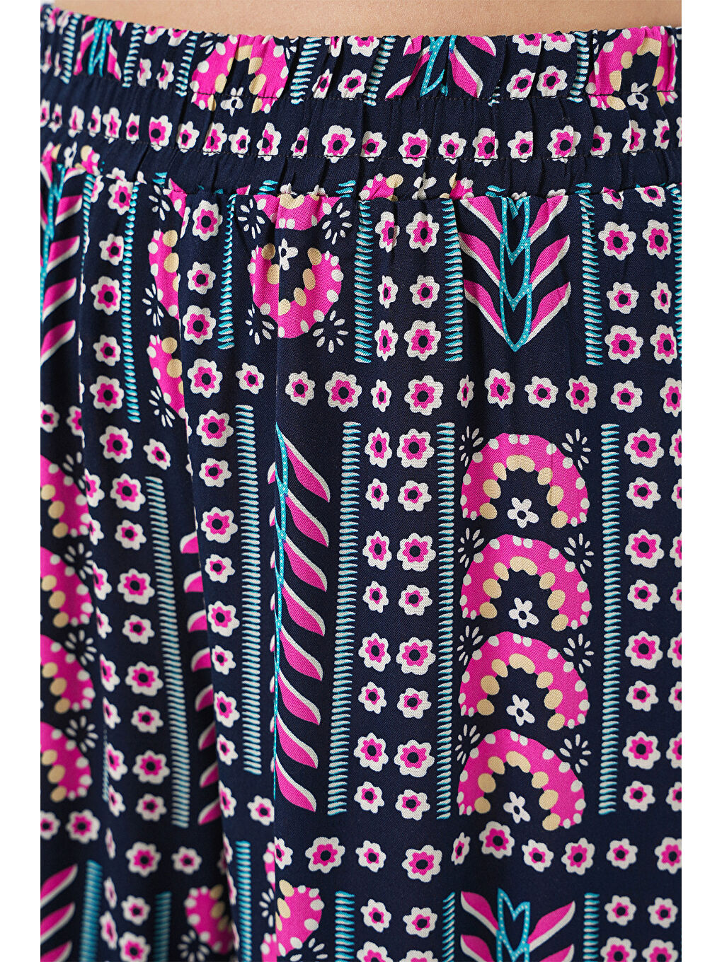 Kadın Desenli Viskon Pantolon 6749 - Lacivert-4