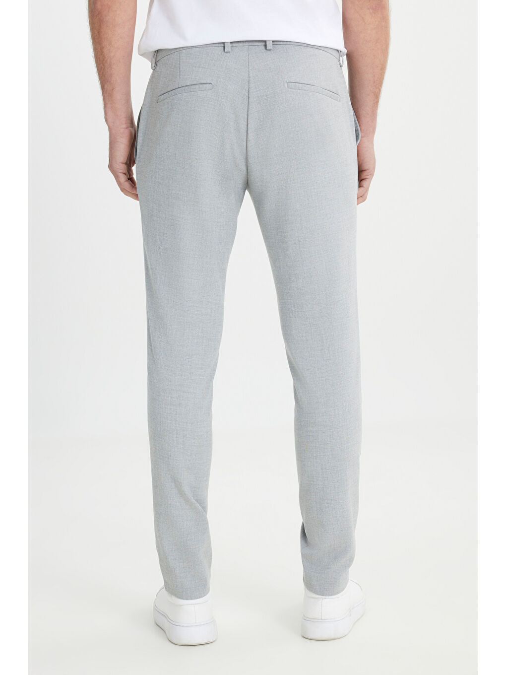 Erkek Gri Slim Fit İtalyan Kesim Yan Cepli Esnek Casual Pantolon-4