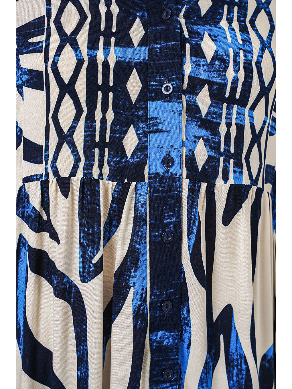 Kadın Desenli Uzun Tesettür Elbise 2585 - T. Lacivert-4