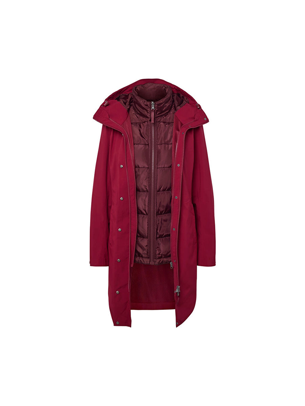 Kadın Outdoor Mont, 3’ü 1 Arada, Kırmızısı-3