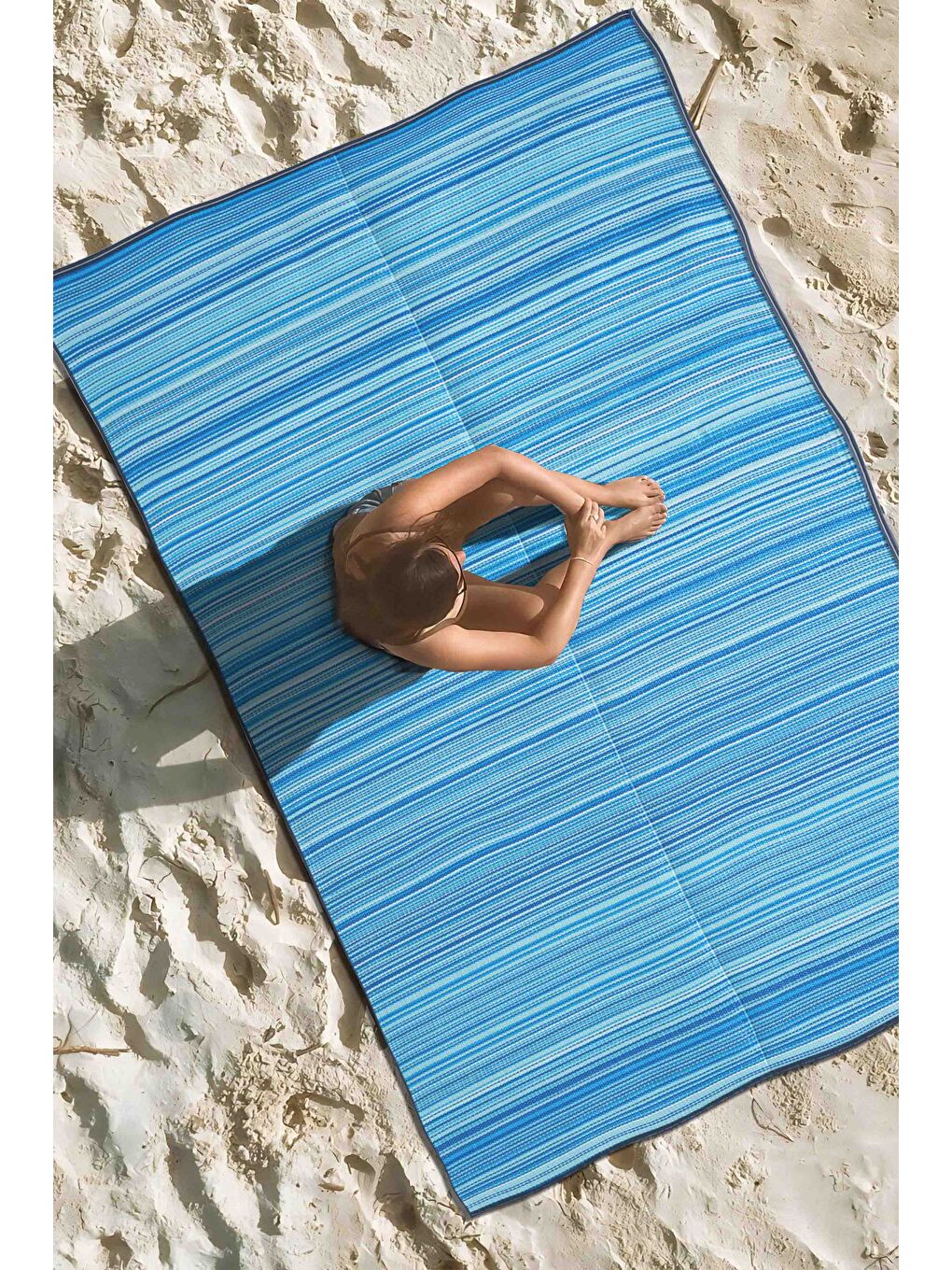 Mavi Katlanabilir Plaj Kamp Piknik Bahçe Balkon Teras Hasır Halı Mat Savan Kilim Karavan Halısı-150x210-5