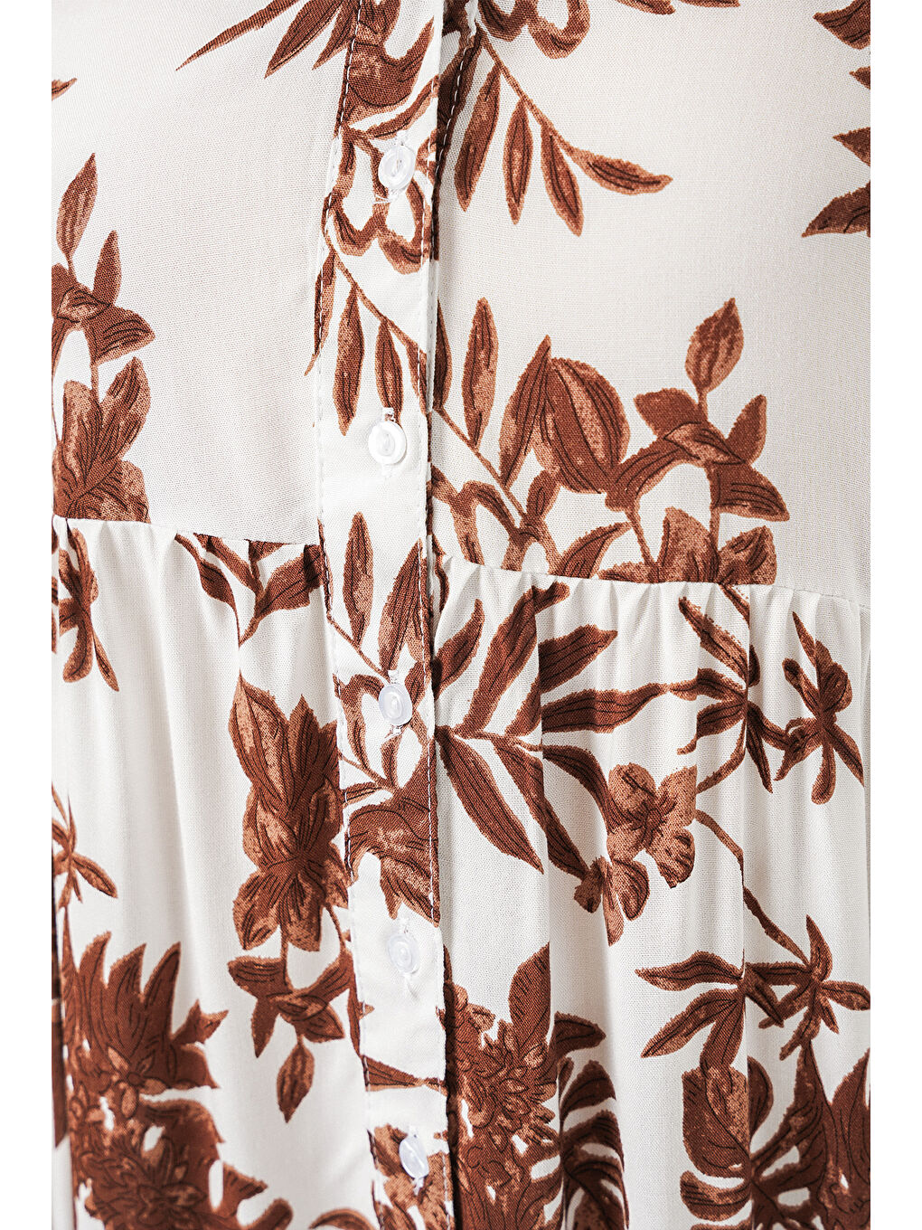 Kahverengi Kadın Desenli Uzun Tesettür Elbise 2585 - Taba-4