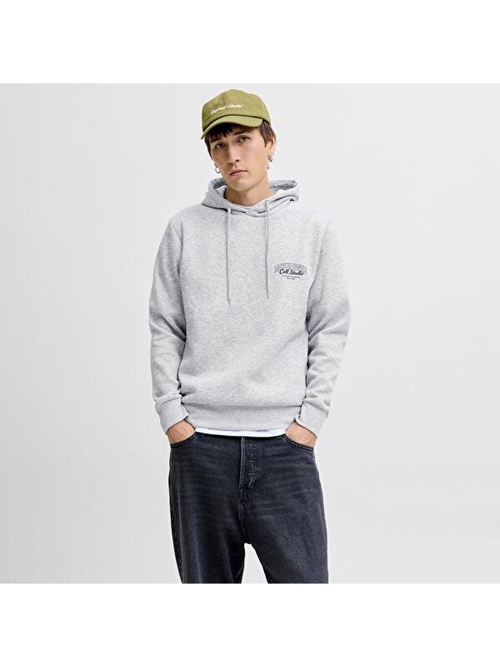 Jack&Jones Makoto Erkek Gri Kapüşonlu Sweatshirt