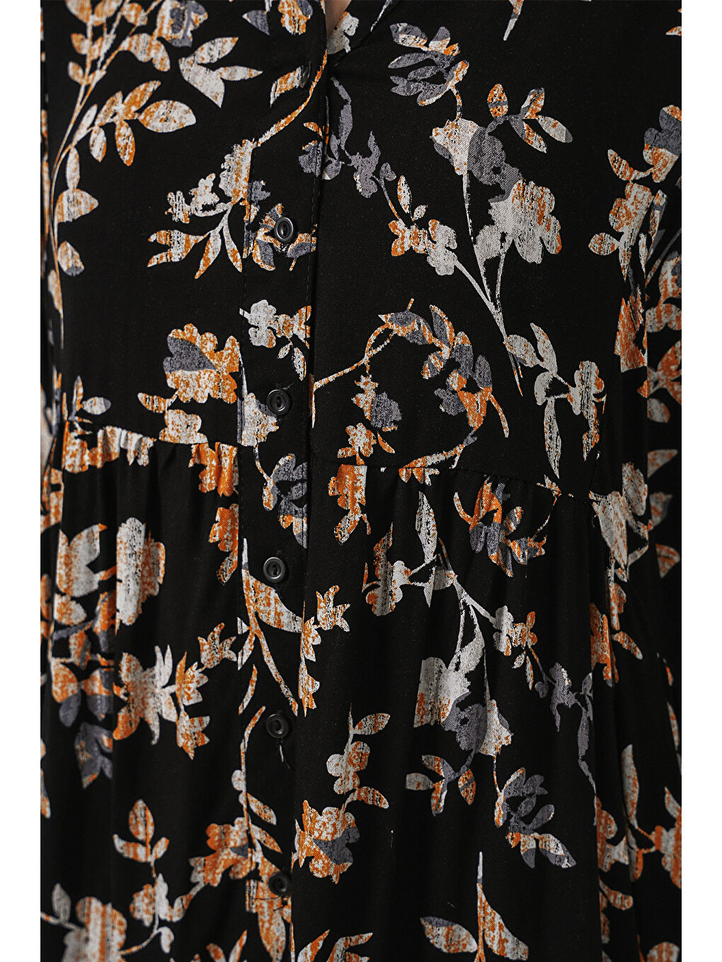 Kadın Desenli Uzun Tesettür Elbise 2585 - V. Siyah-4