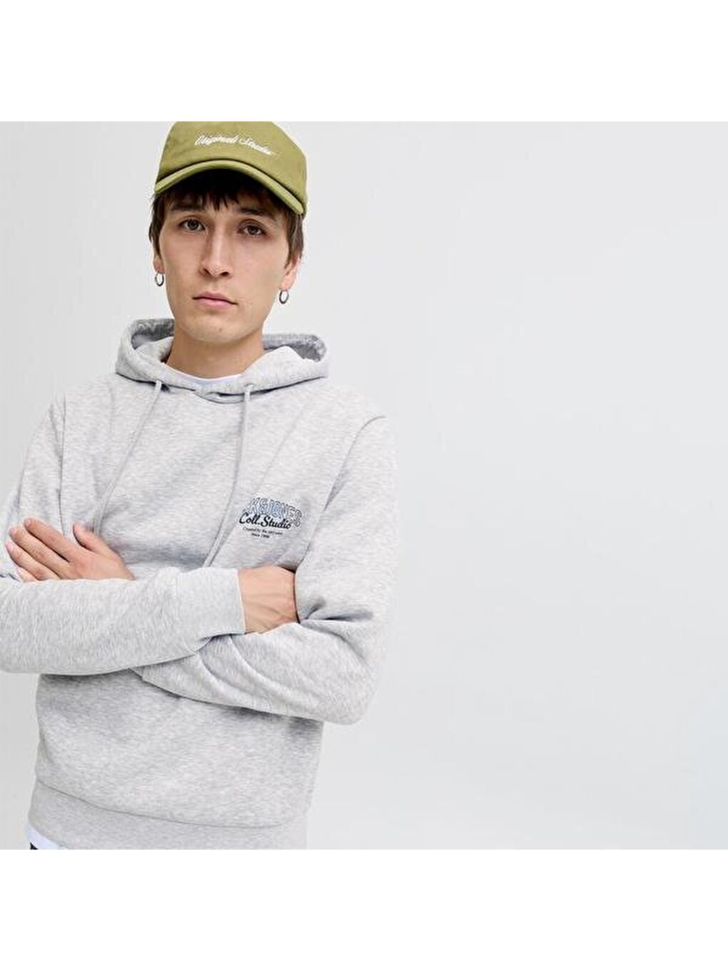 Jack&Jones Makoto Erkek Gri Kapüşonlu Sweatshirt-1