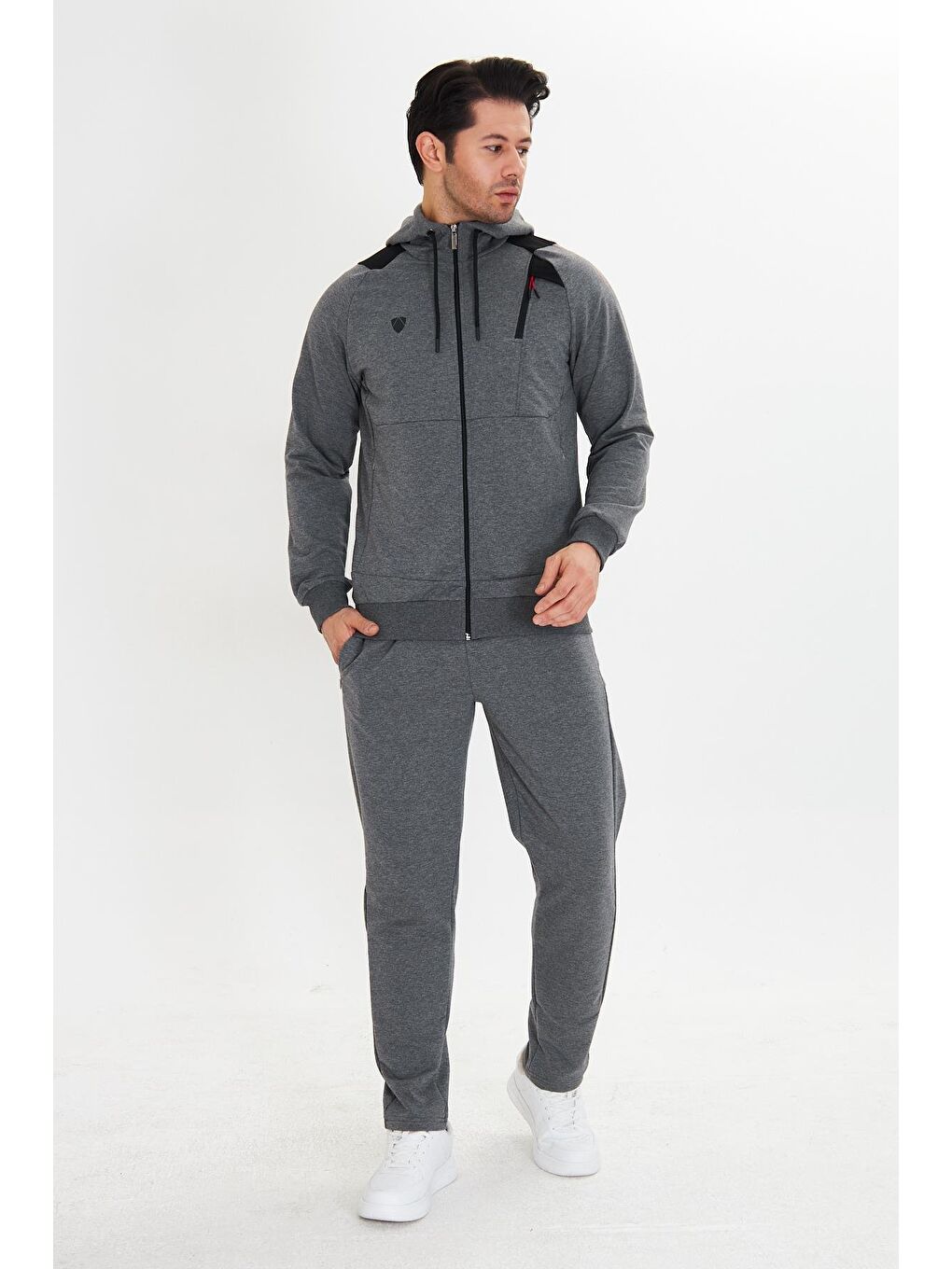 Pamuklu Kapüşonlu Erkek Eşofman Takımı Antrasit 5745-A