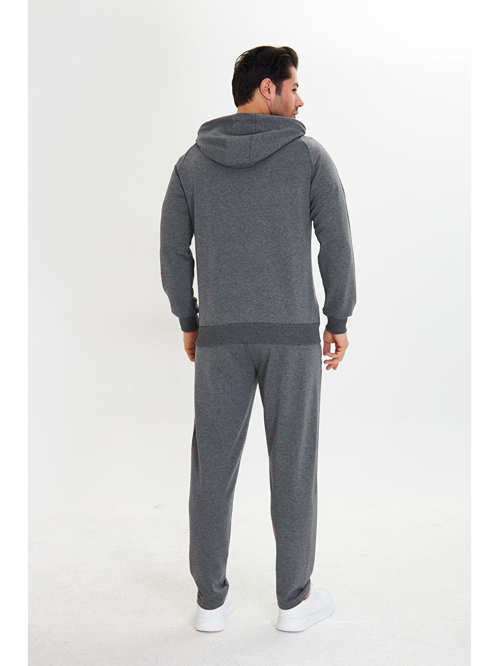 Pamuklu Kapüşonlu Erkek Eşofman Takımı Antrasit 5745-A-5