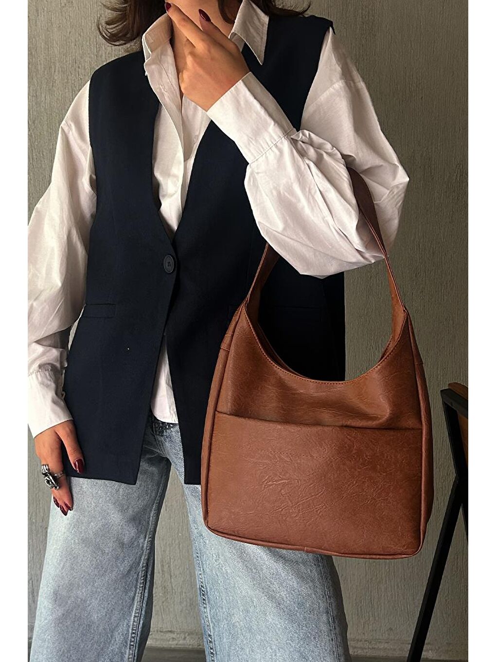 Kahverengi Secret Omuz Çantası Taba-7