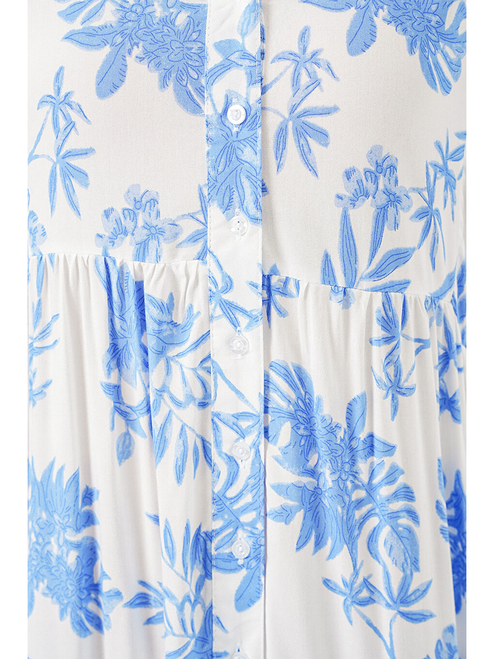 Kadın Desenli Uzun Tesettür Elbise 2585 - Buz Mavi-4