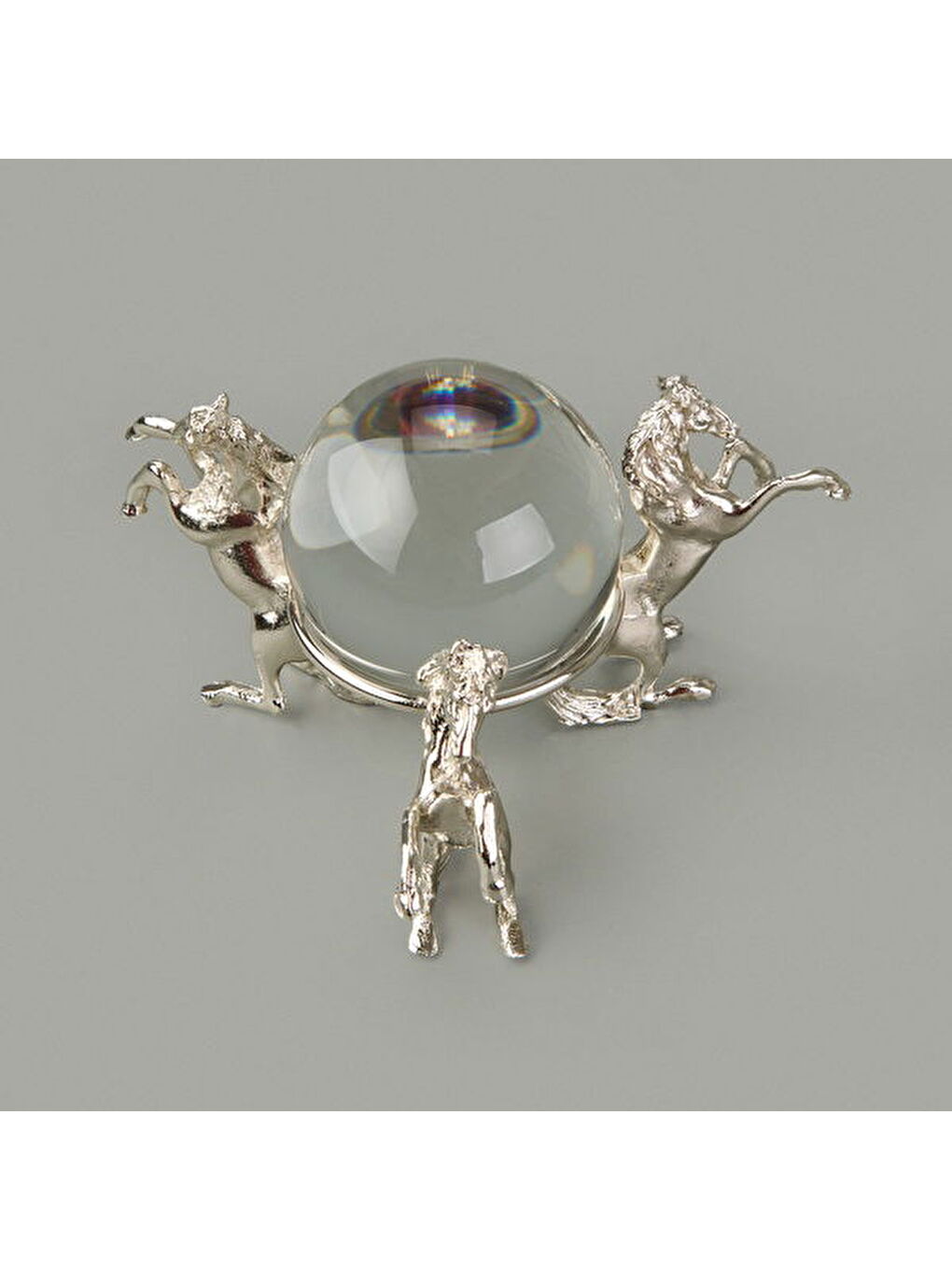 Gri Deco Atlı Cam Top Dekor - Silver - 11 cm-1