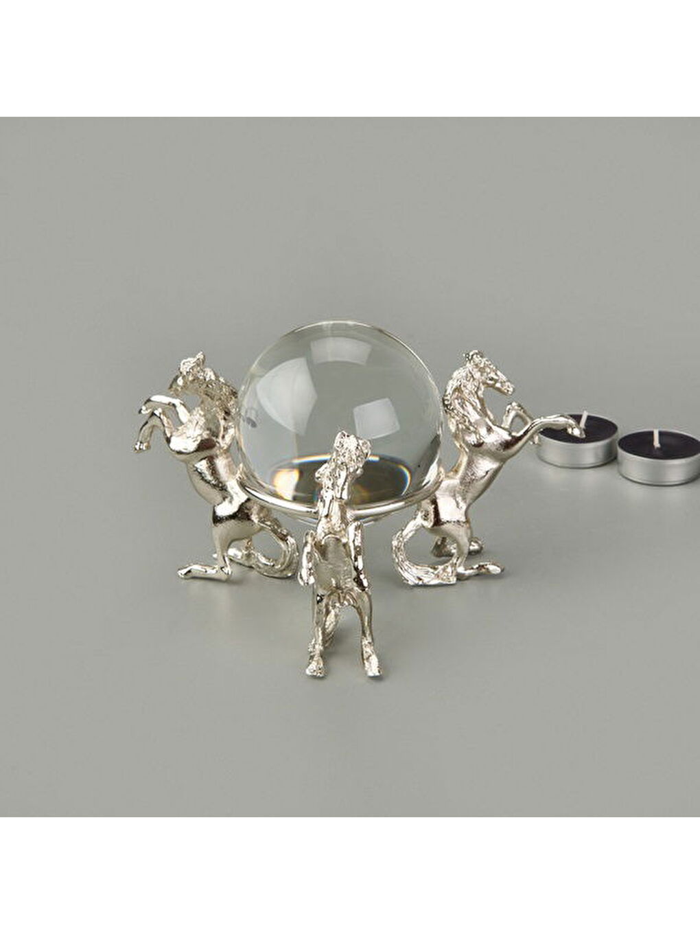 Gri Deco Atlı Cam Top Dekor - Silver - 11 cm-2