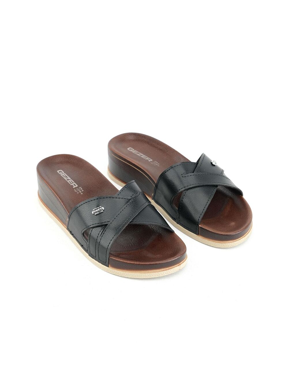 Siyah Yazlık Suni Deri Yüksek Topuk Kadın Günlük Terlik-2