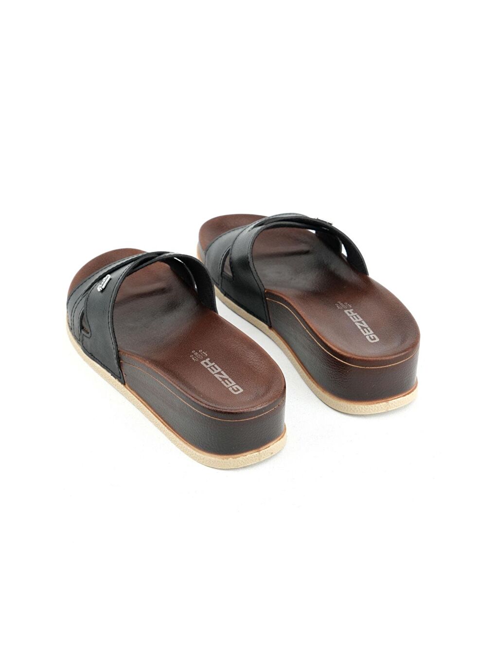 Siyah Yazlık Suni Deri Yüksek Topuk Kadın Günlük Terlik-3