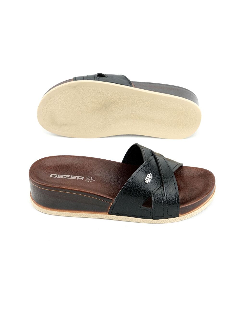 Siyah Yazlık Suni Deri Yüksek Topuk Kadın Günlük Terlik-4