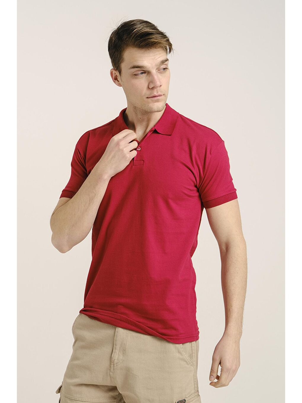 Kırmızı Alcott Polo Yaka Slim Fit Erkek Tişört-1
