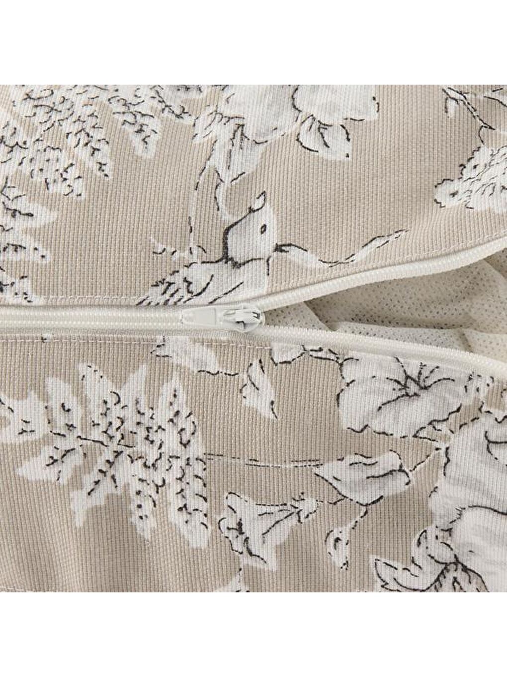 Soft Flora Yuvarlak Yer Minderi - Bej - 60x60 cm-3