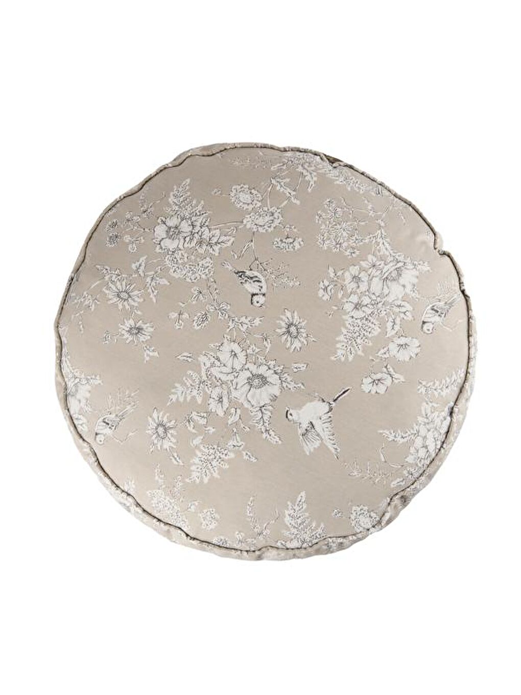 Soft Flora Yuvarlak Yer Minderi - Bej - 60x60 cm-4