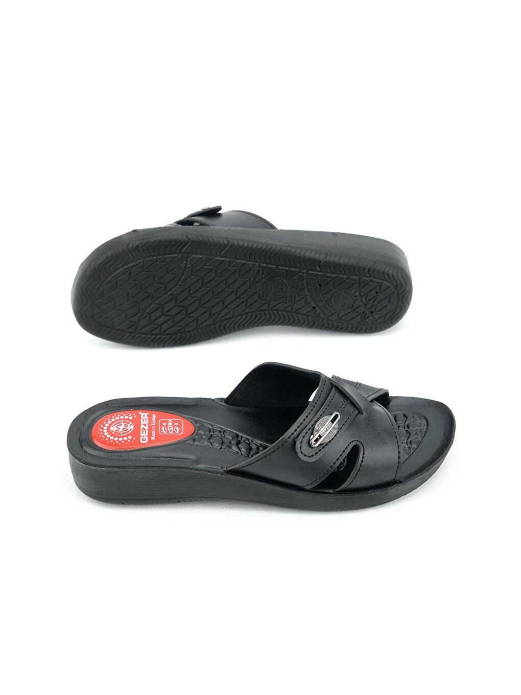 Siyah Kadın Yazlık Suni Deri Rahat Taban Günlük Terlik-4