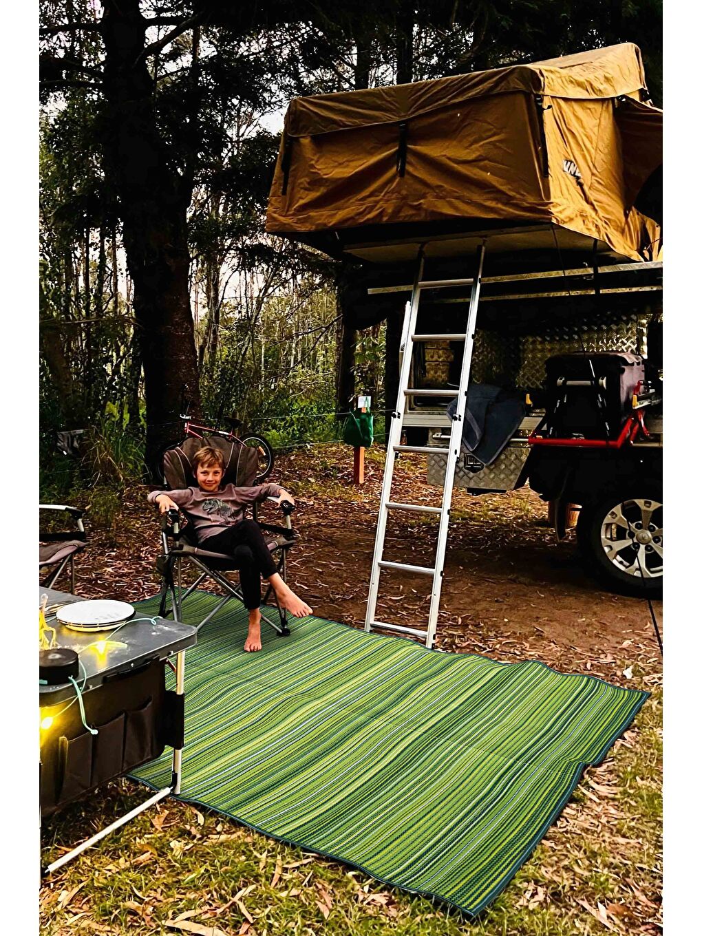 Yeşil Katlanabilir Plaj Kamp Piknik Bahçe Balkon Teras Hasır Halı Mat Savan Kilim Karavan Halısı-180x270-1