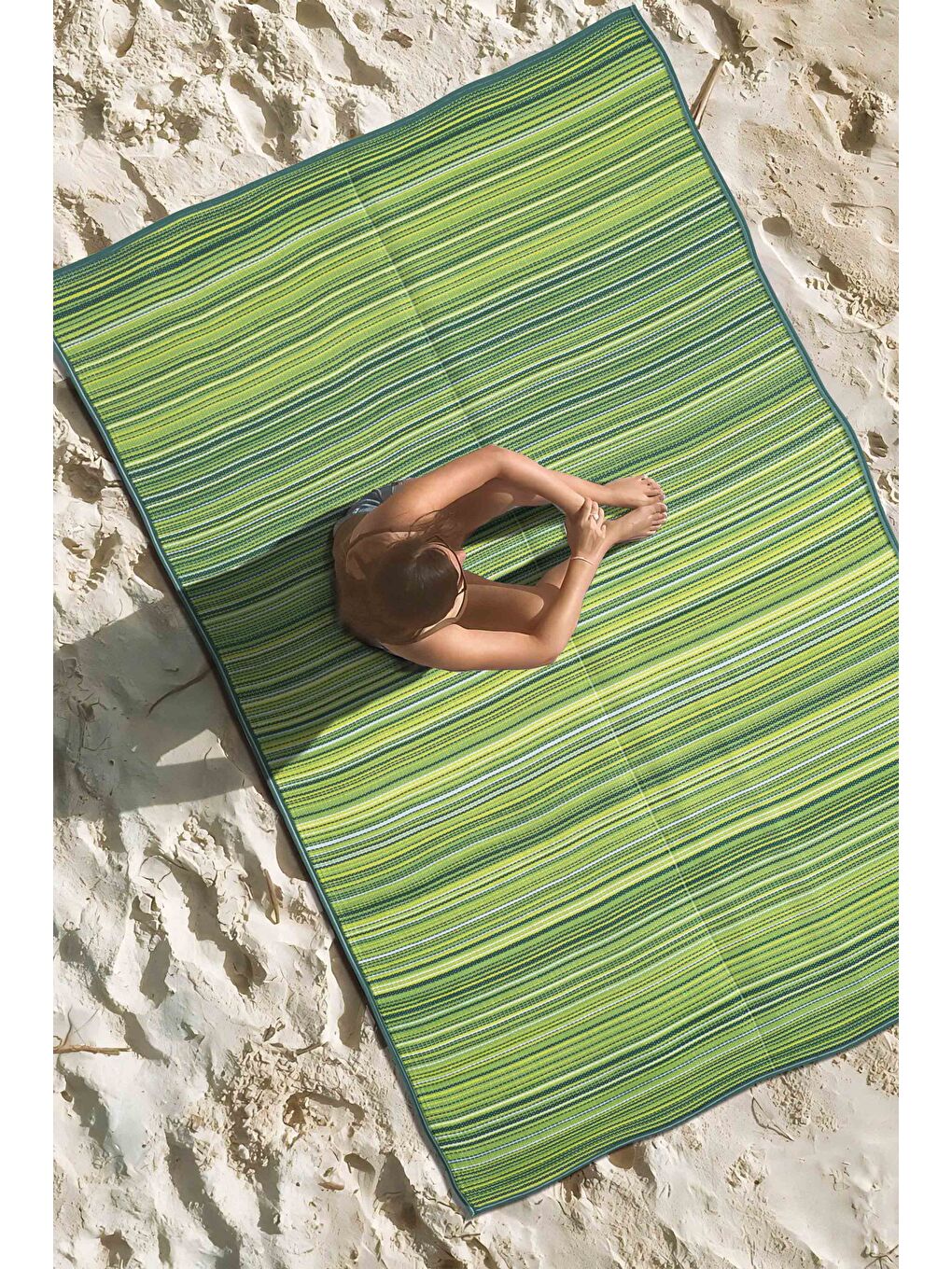 Yeşil Katlanabilir Plaj Kamp Piknik Bahçe Balkon Teras Hasır Halı Mat Savan Kilim Karavan Halısı-180x270-2