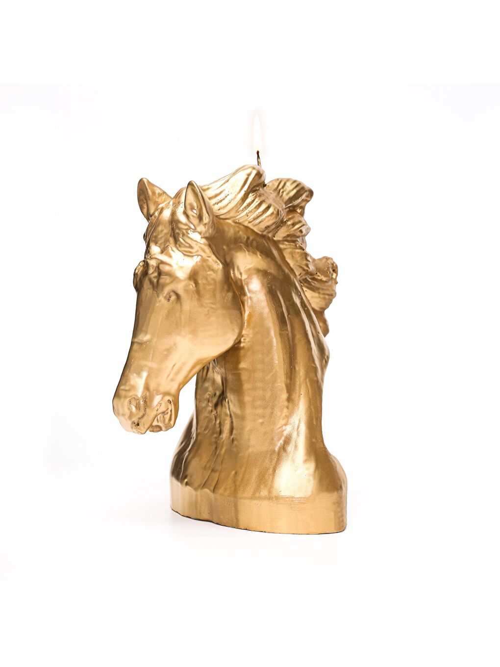 Sarı Dekoratif Büyük Gold At Mum (24 CM)