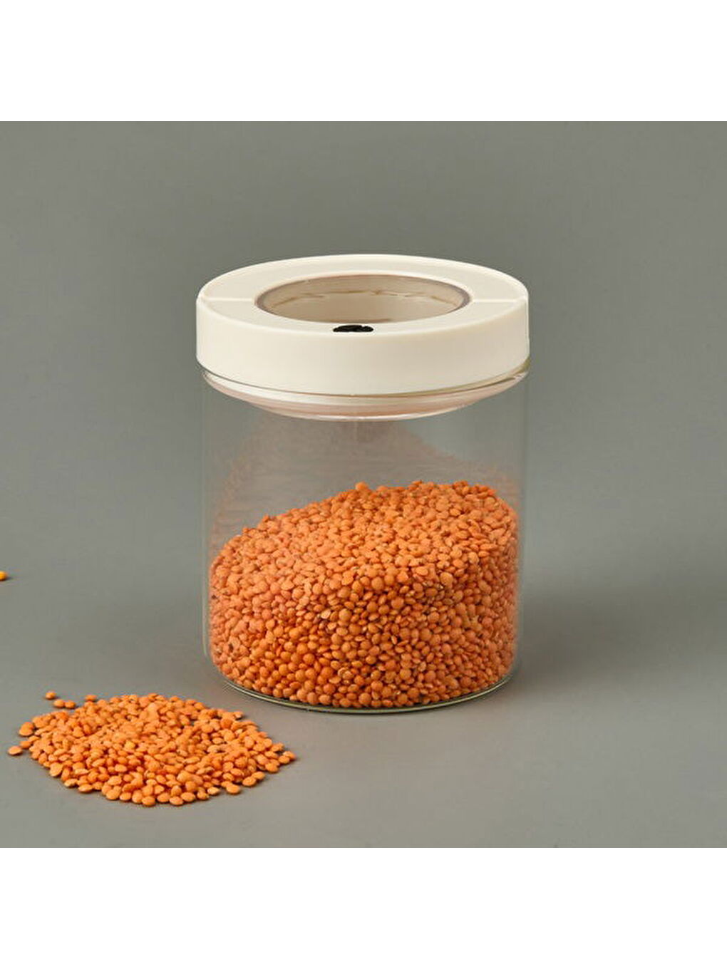 Vakumlu Erzak Kavanozu - Beyaz / Şeffaf - 1000 ml