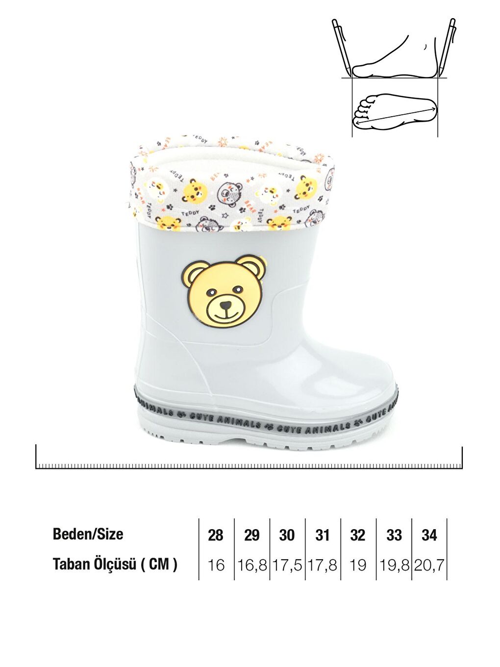 Gri Kışlık Erkek Çocuk İçi Sıcak Astarlı Su Geçirmez Yağmur Bot Çizme-1