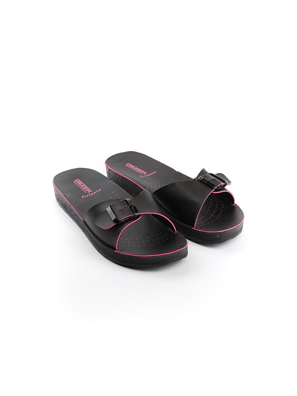 Fuşya Yazlık Tek Toka Renkli Şerit Kadın Terlik