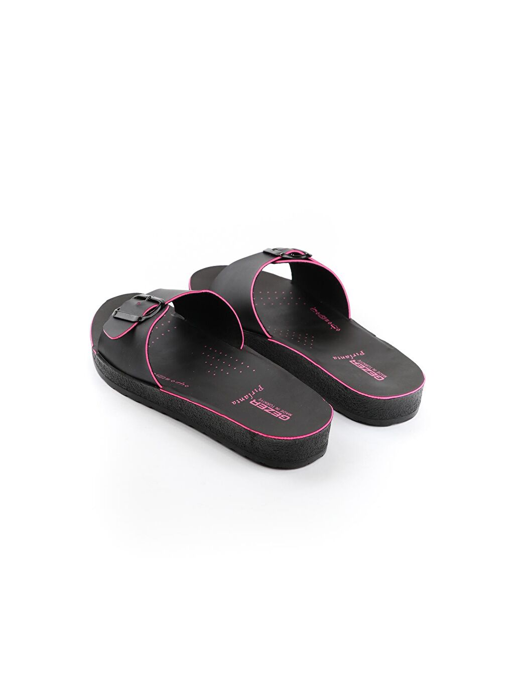 Fuşya Yazlık Tek Toka Renkli Şerit Kadın Terlik-2