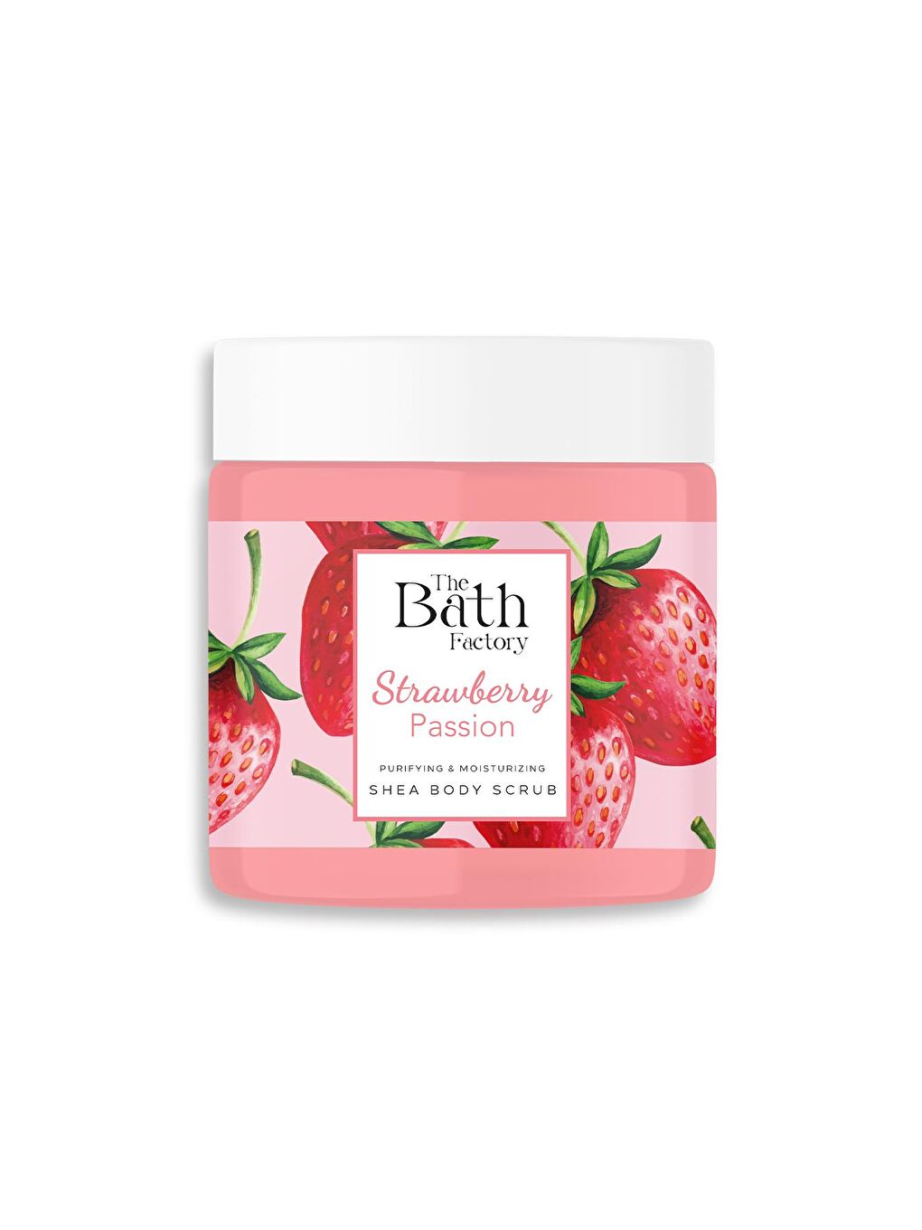 THE BATH FACTORY Şeffaf Nemlendirici ve Arındırıcı Shea Vücut Peelingi - Çilek Aromalı 300 g - 3