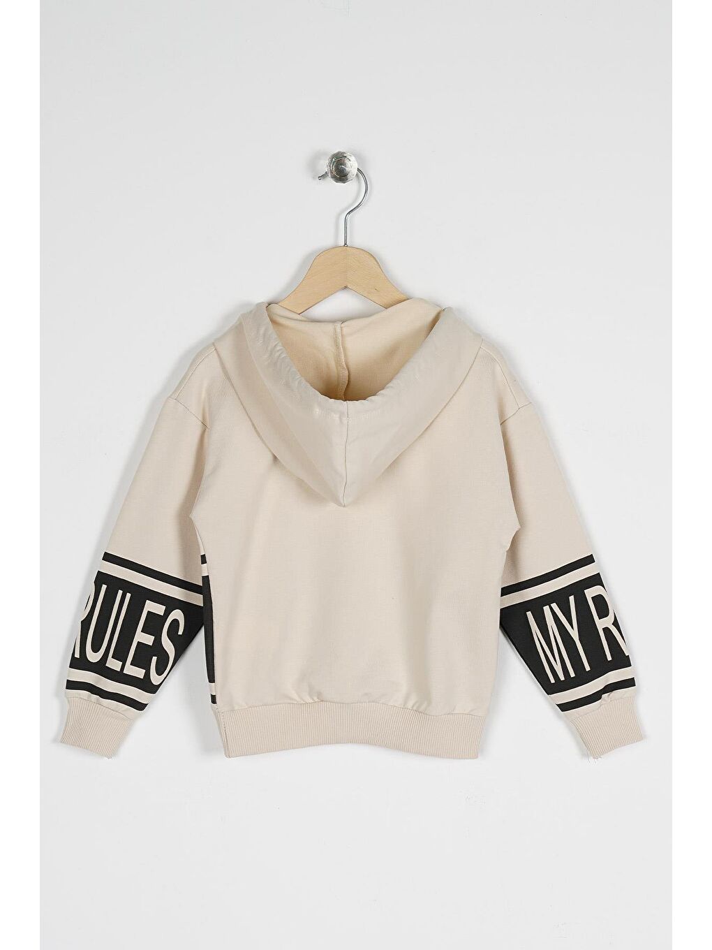 Bej Kapüşonlu Uzun Kol Taş Rengi Kız Çocuk Sweatshirt-6