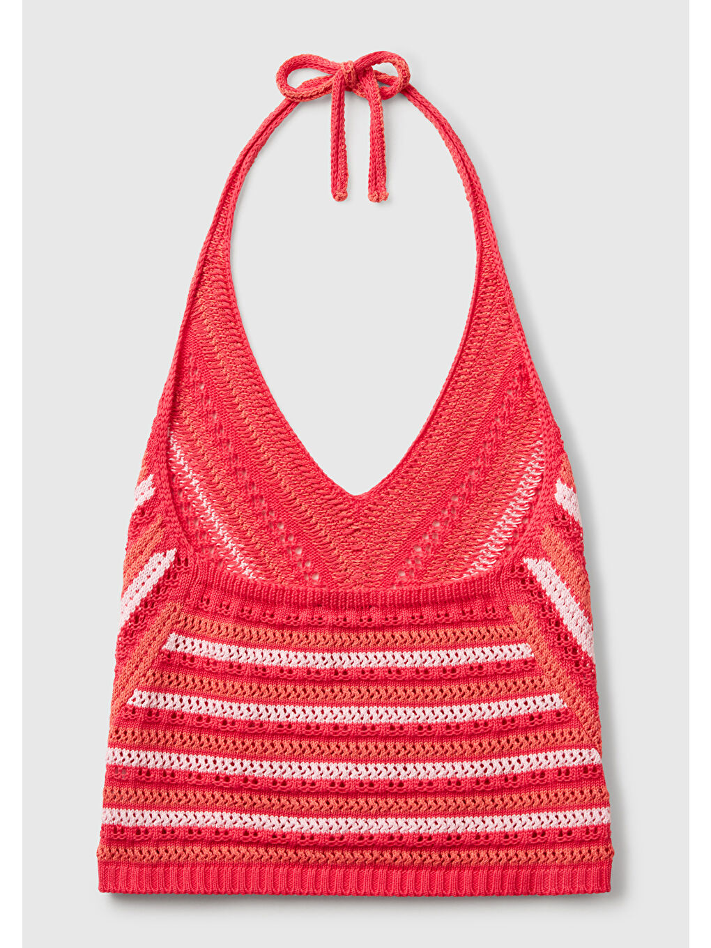 Kadın Turuncu Pamuk Karışımlı Halter Yaka Boyundan Bağlamalı Triko Atlet-3