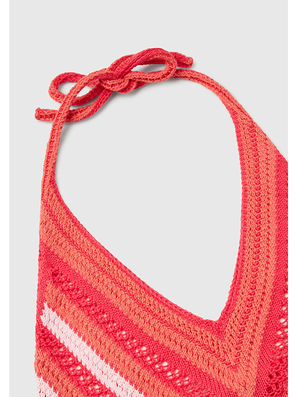 Kadın Turuncu Pamuk Karışımlı Halter Yaka Boyundan Bağlamalı Triko Atlet-5