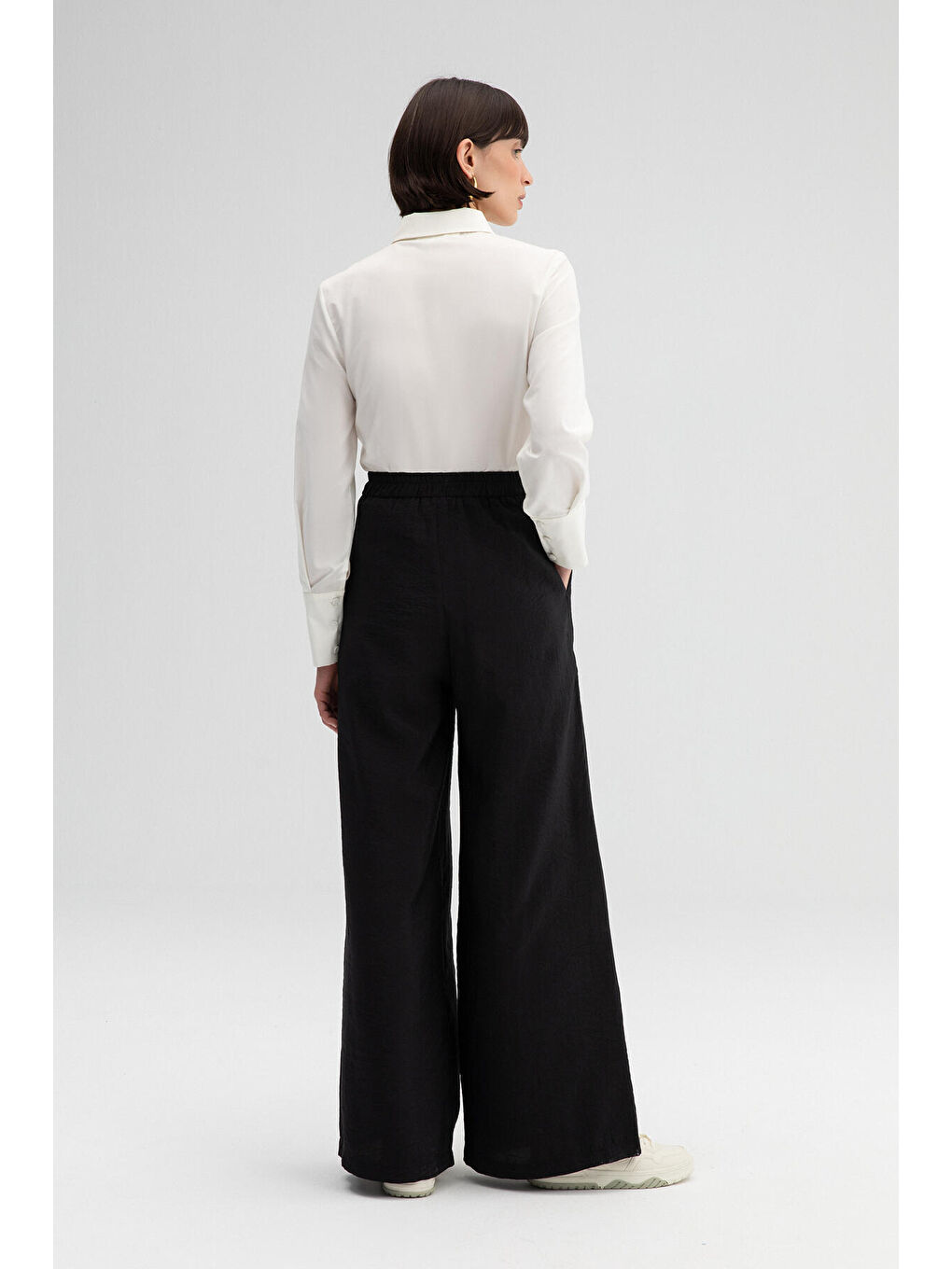 Siyah Yüksek Bel Kupra Pantolon-2