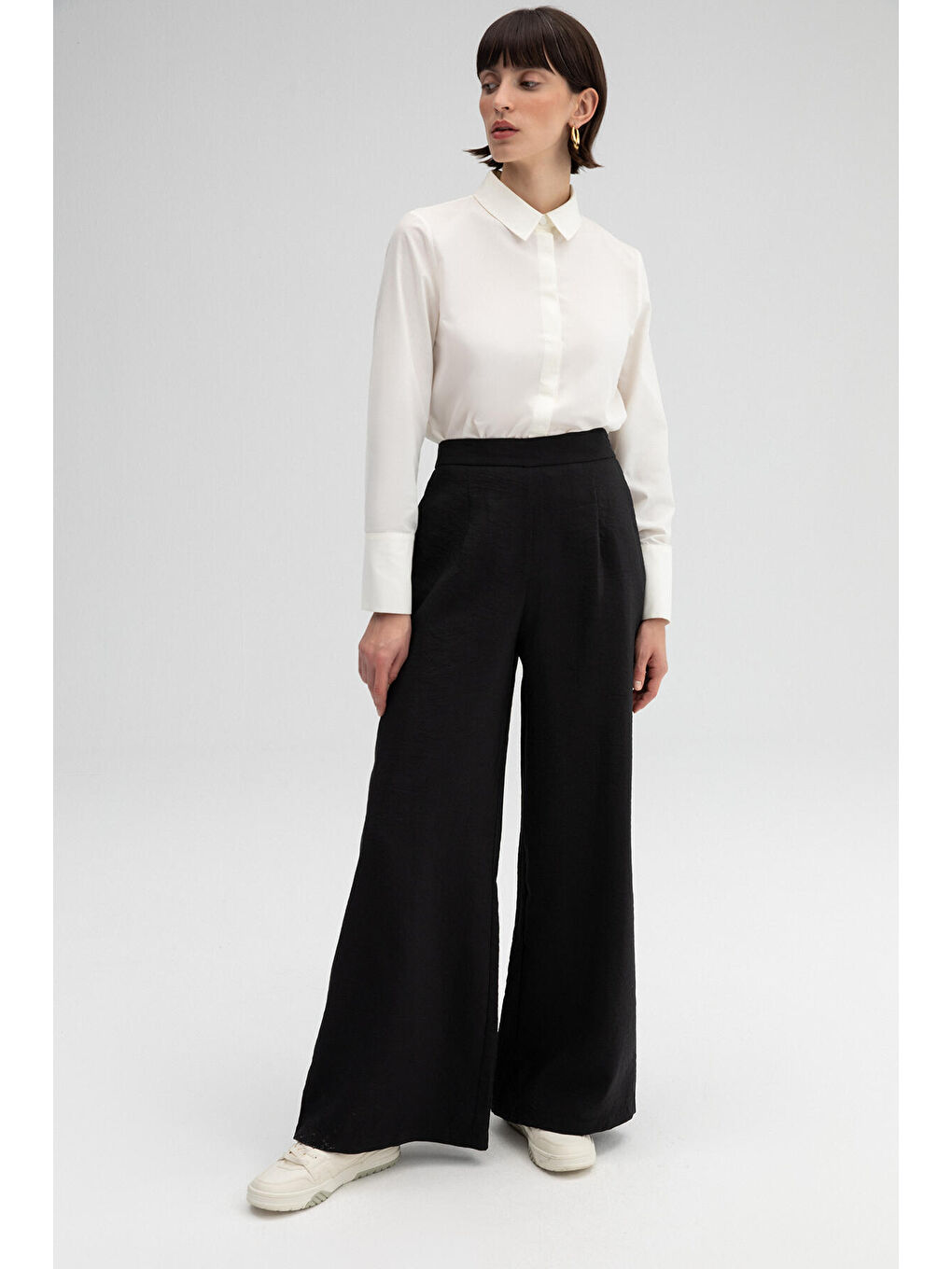 Siyah Yüksek Bel Kupra Pantolon-3