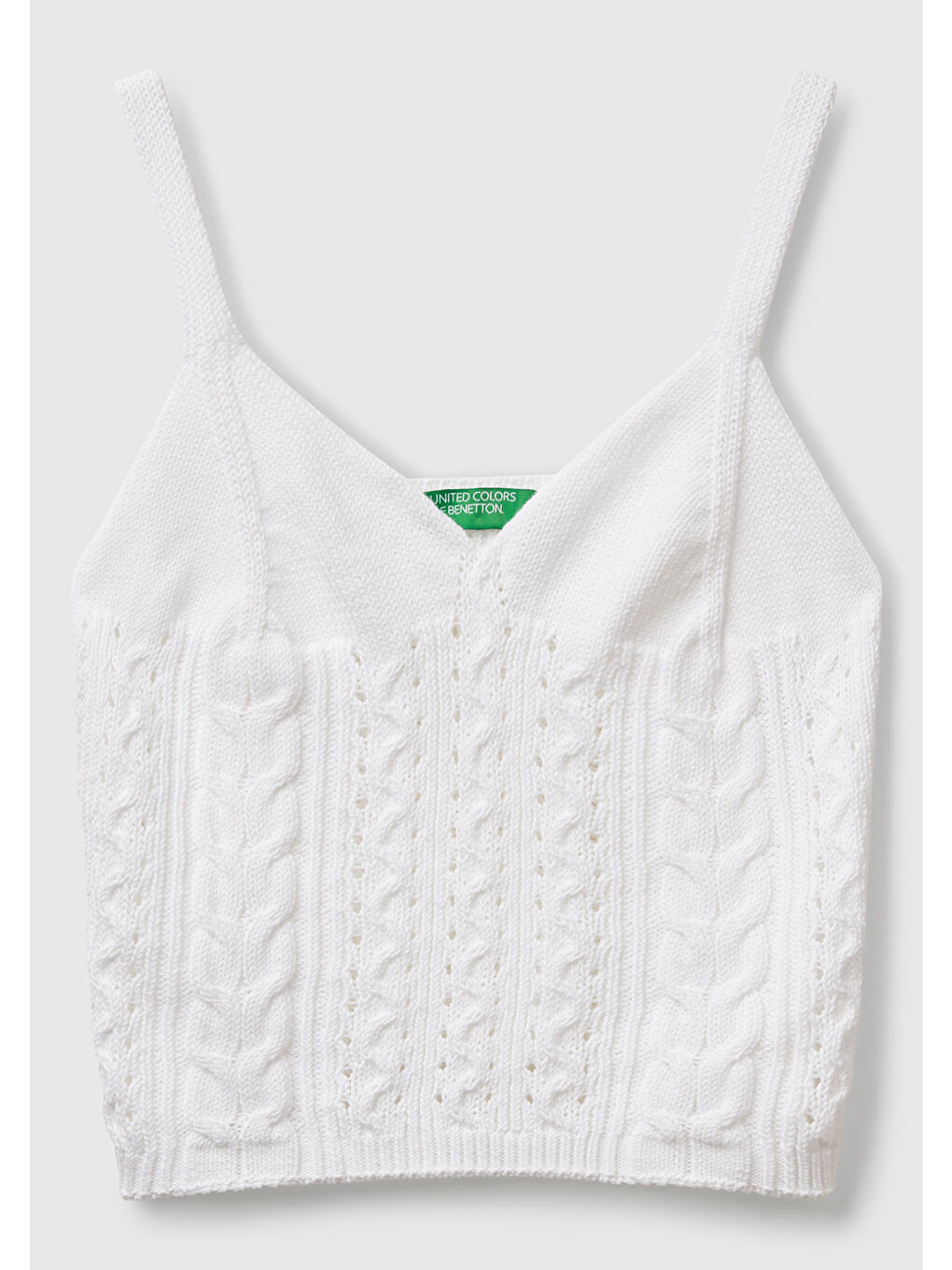 Kadın Beyaz %100 Pamuk Saç Örgülü Triko Atlet-1