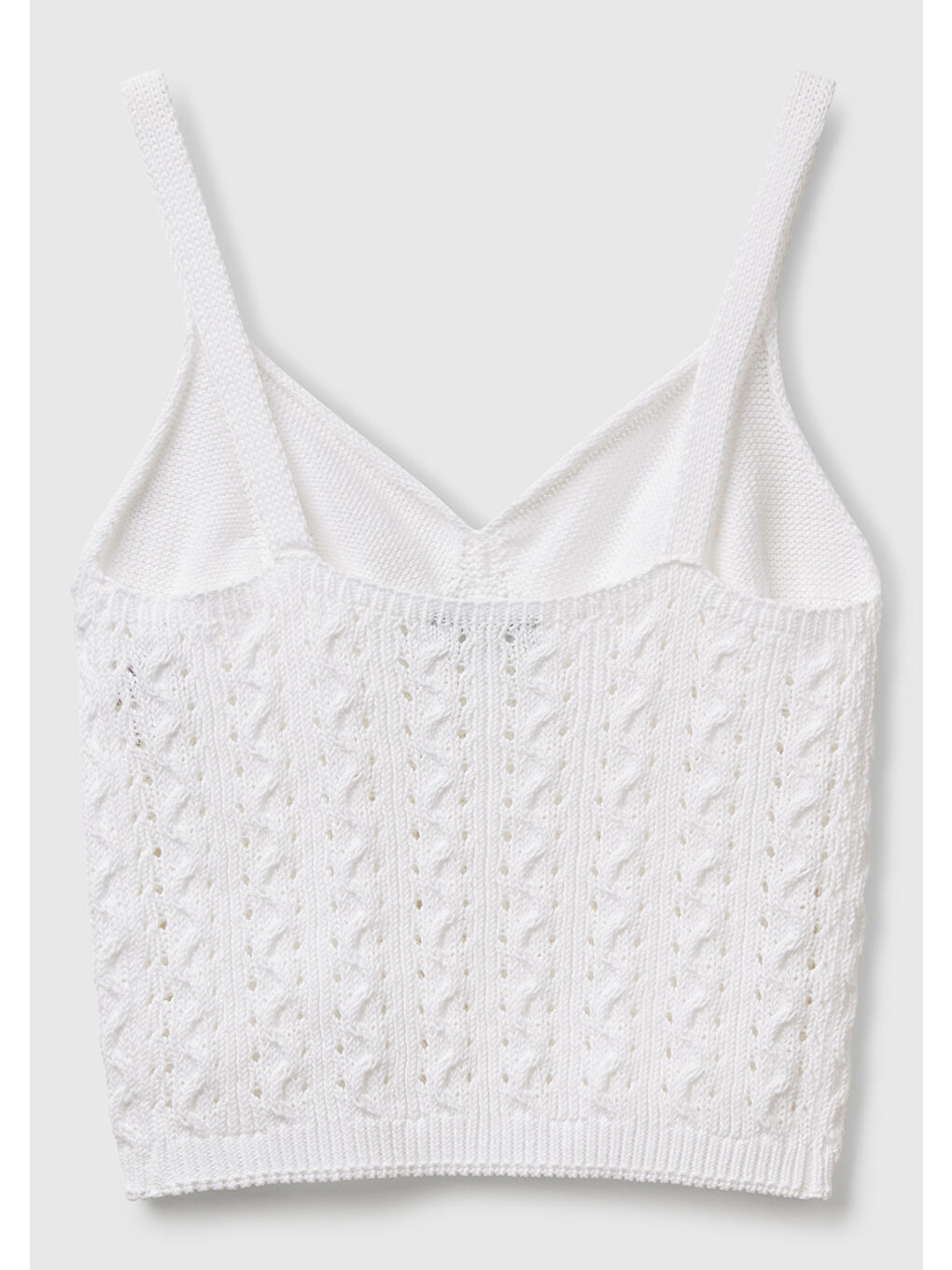 Kadın Beyaz %100 Pamuk Saç Örgülü Triko Atlet-3