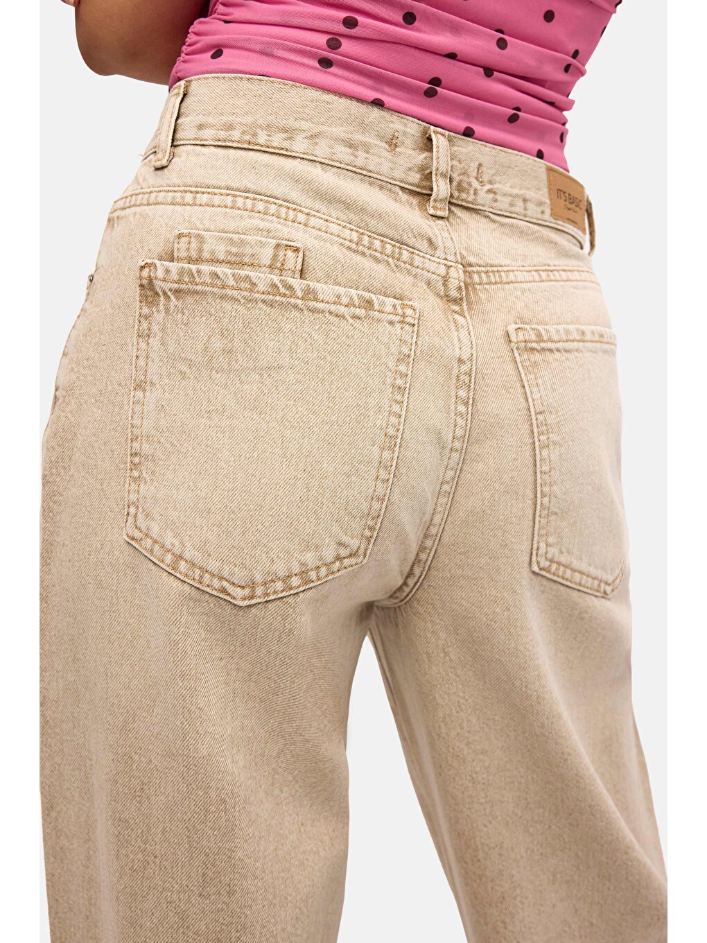 Kahverengi Kadın Taş 12s6-76 Loose Baggy Fit Denim Jean-3
