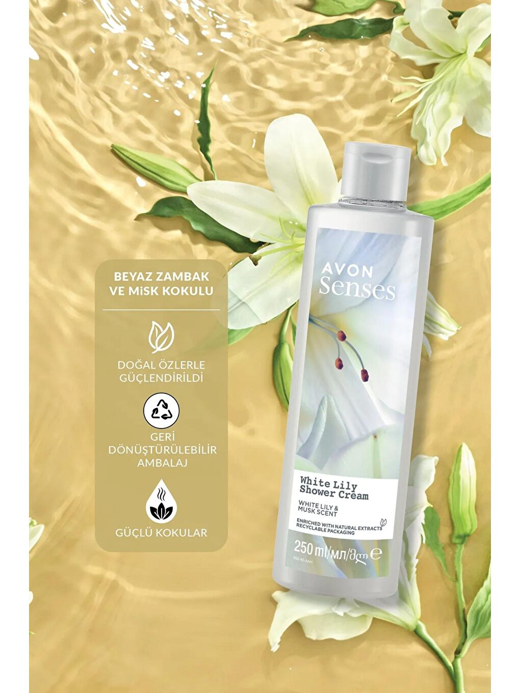 AVON Senses White Lily  Beyaz Zambak Kokulu Duş Jeli 250 Ml. - 1