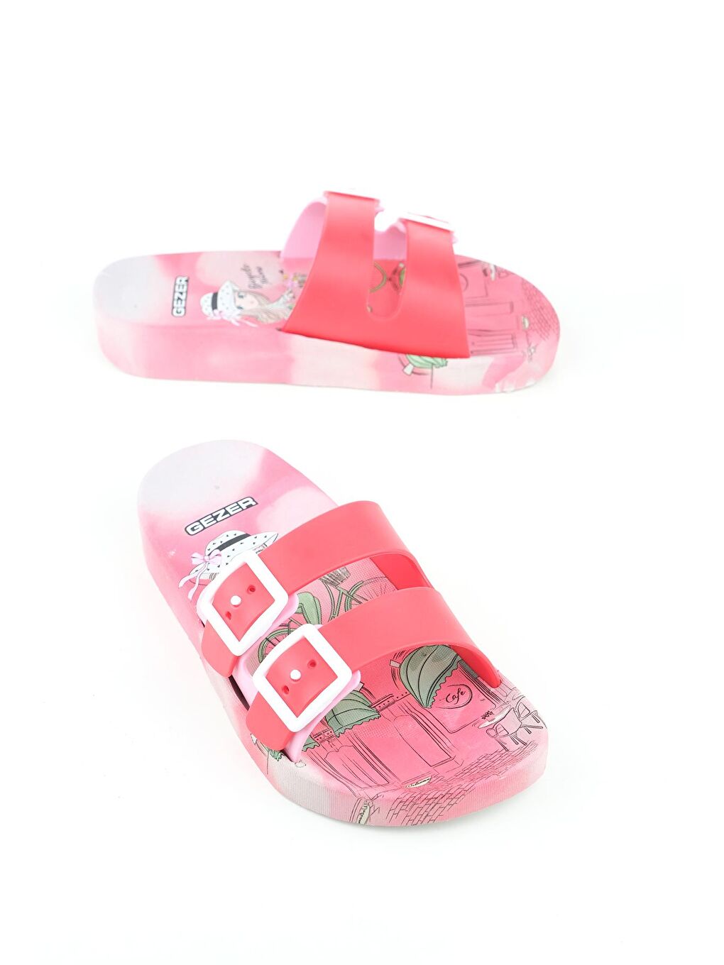Kırmızı Yazlık Kız Çocuk Ayarlanabilir İki Toka Islak Zemine Uygun Terlik